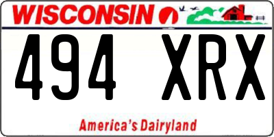 WI license plate 494XRX