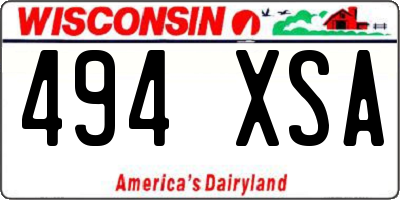 WI license plate 494XSA