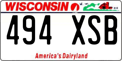 WI license plate 494XSB