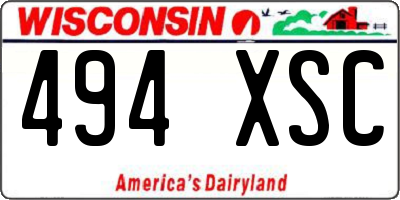 WI license plate 494XSC