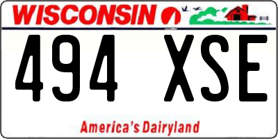 WI license plate 494XSE