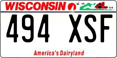 WI license plate 494XSF