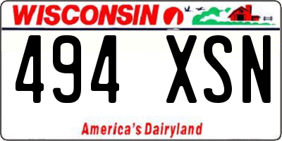 WI license plate 494XSN