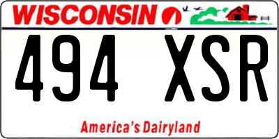 WI license plate 494XSR