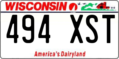 WI license plate 494XST