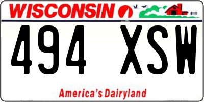 WI license plate 494XSW