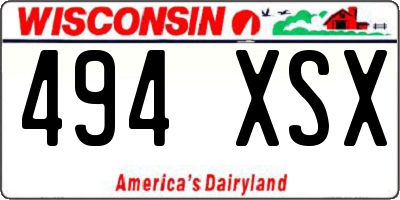 WI license plate 494XSX