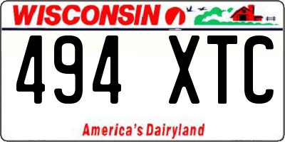 WI license plate 494XTC