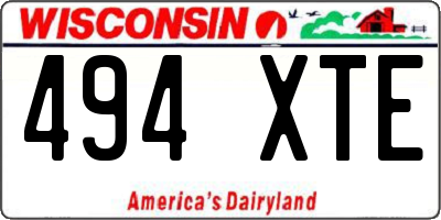 WI license plate 494XTE