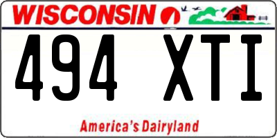 WI license plate 494XTI
