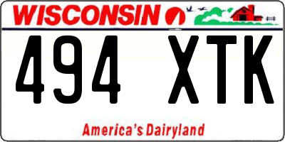 WI license plate 494XTK