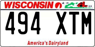 WI license plate 494XTM