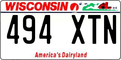 WI license plate 494XTN