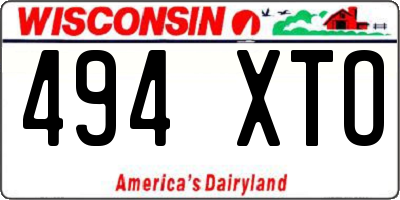 WI license plate 494XTO