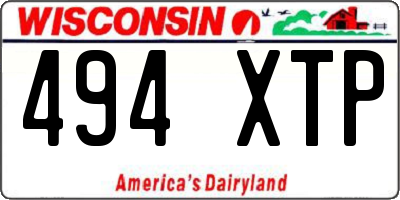 WI license plate 494XTP