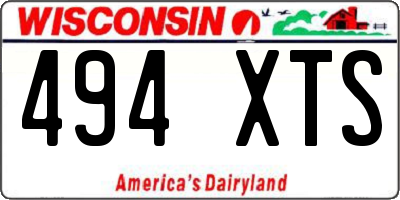 WI license plate 494XTS