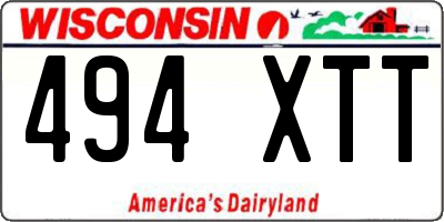 WI license plate 494XTT