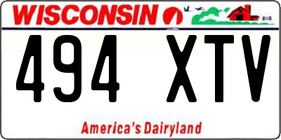 WI license plate 494XTV