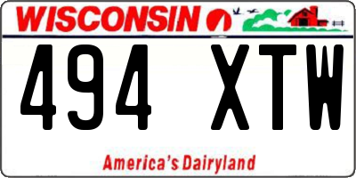 WI license plate 494XTW