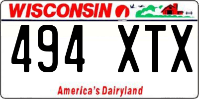 WI license plate 494XTX