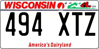WI license plate 494XTZ