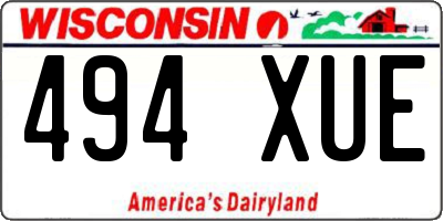 WI license plate 494XUE