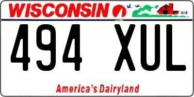 WI license plate 494XUL