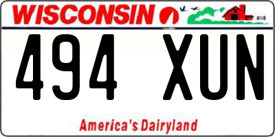 WI license plate 494XUN