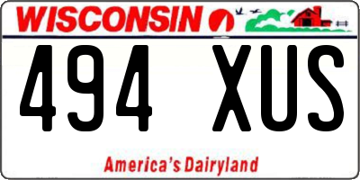 WI license plate 494XUS