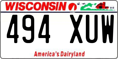 WI license plate 494XUW