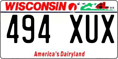 WI license plate 494XUX