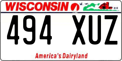 WI license plate 494XUZ
