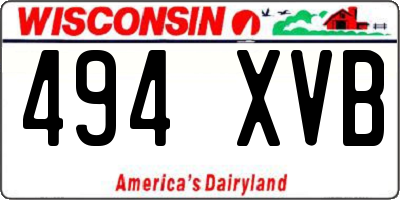 WI license plate 494XVB