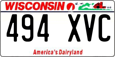 WI license plate 494XVC