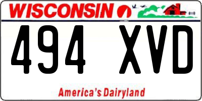 WI license plate 494XVD