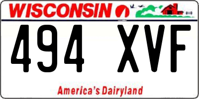 WI license plate 494XVF