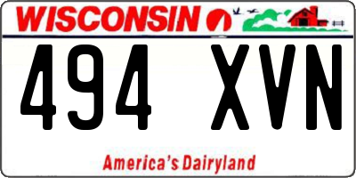 WI license plate 494XVN