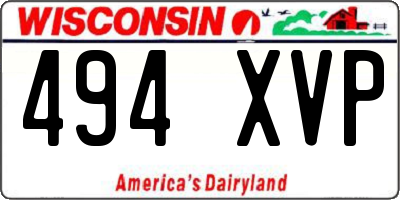 WI license plate 494XVP