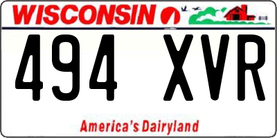 WI license plate 494XVR
