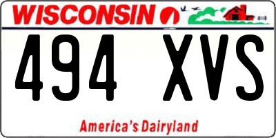 WI license plate 494XVS