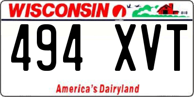 WI license plate 494XVT