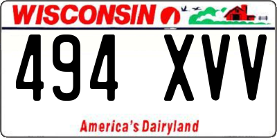 WI license plate 494XVV