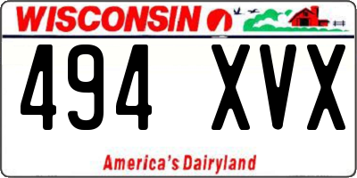 WI license plate 494XVX
