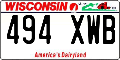 WI license plate 494XWB