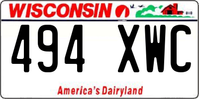 WI license plate 494XWC
