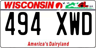WI license plate 494XWD