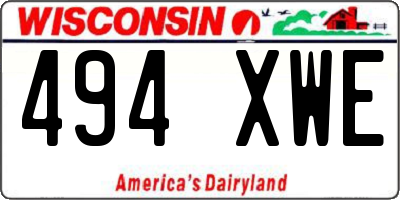 WI license plate 494XWE