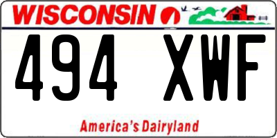 WI license plate 494XWF