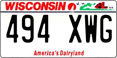 WI license plate 494XWG
