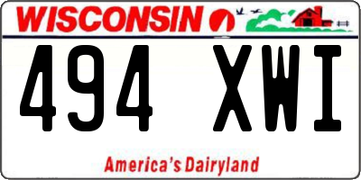 WI license plate 494XWI